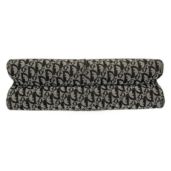 Auth DIOR/ChristianDior Trotteur - Dark Navy Cream Jacquard Leather Tote Bag - Picture 4 of 16